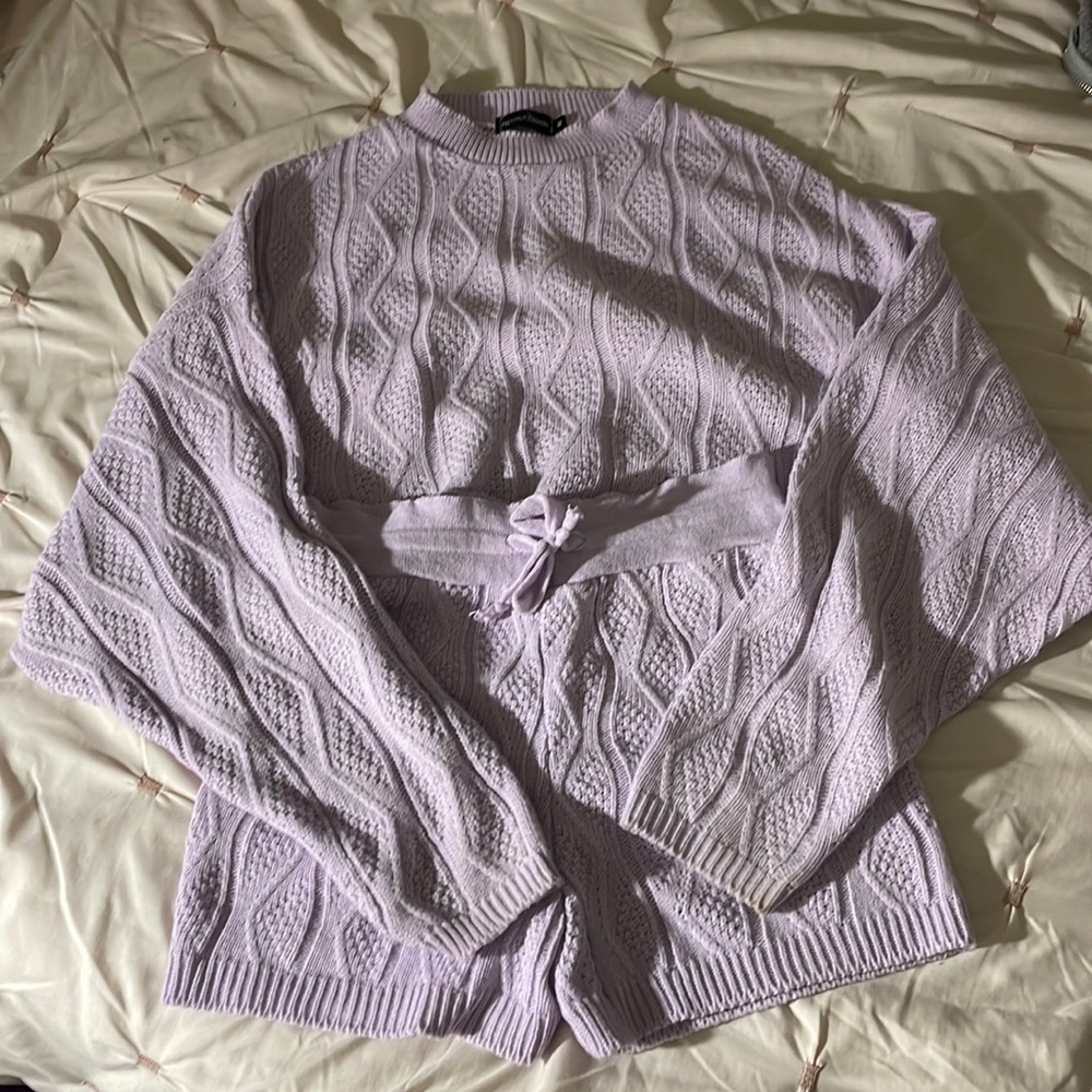 Knit lilac shorts and sweater lounge set from PLT Size M